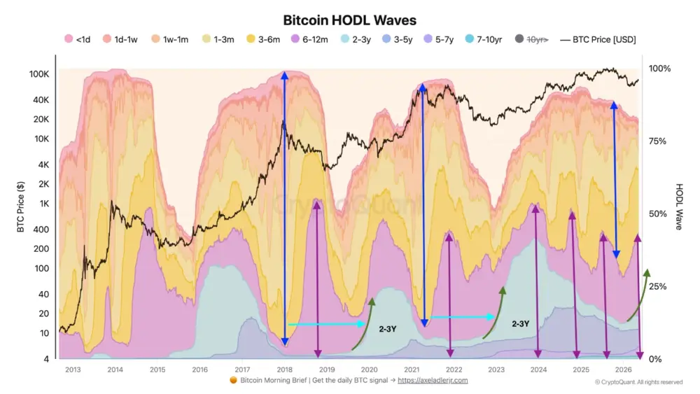 Дно биткоина с помощью индикатора HODL Waves Дно биткоина с помощью индикатора HODL Waves